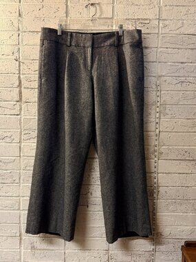 Ann Taylor LOFT Womens 12 Marisa Wide Leg Gray Cropped Dress Pants Trousers